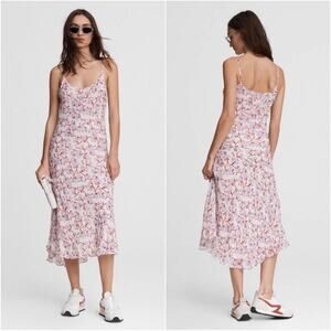 Rag & Bone Eva Floral Slip Midi Dress in Floral Pink 0